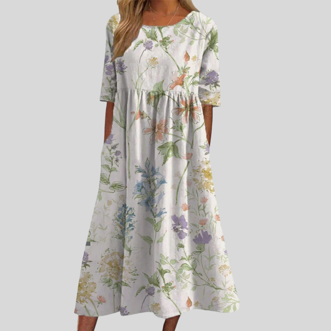 Women's Embroidered Flowy Midi Dress