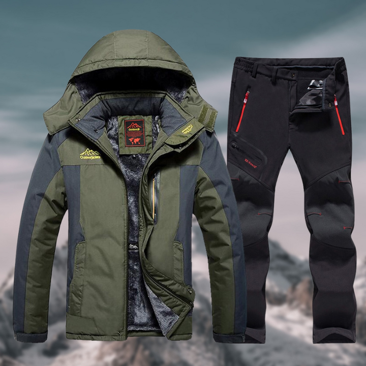 Durable waterproof winter jacket and trousers set for men