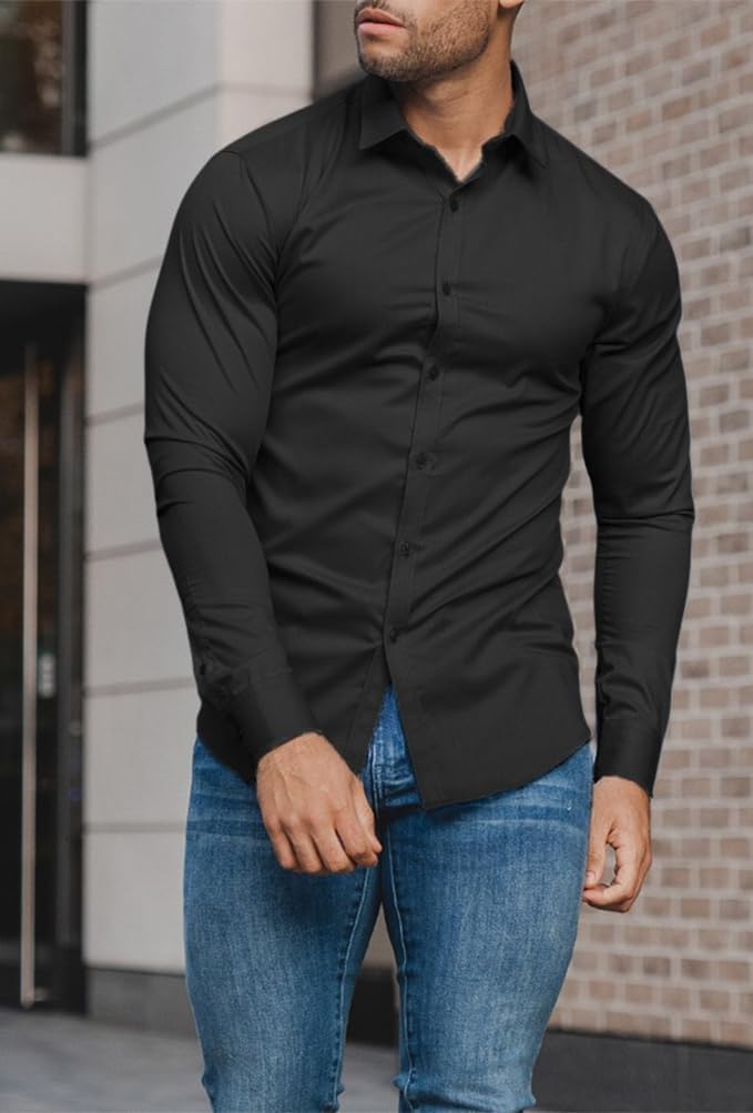 Slim-fit wrinkle-free shirt for men