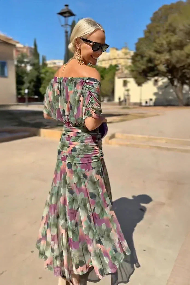 Women's V-Neck Printed Maxi Dress