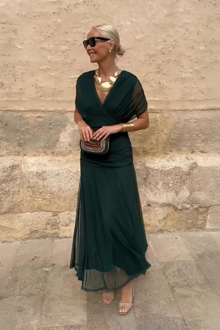 Women's V-Neck Printed Maxi Dress