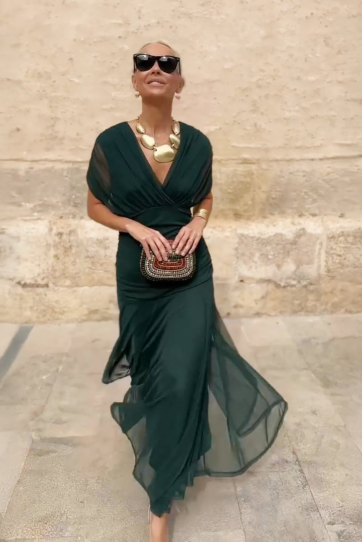Women's V-Neck Printed Maxi Dress
