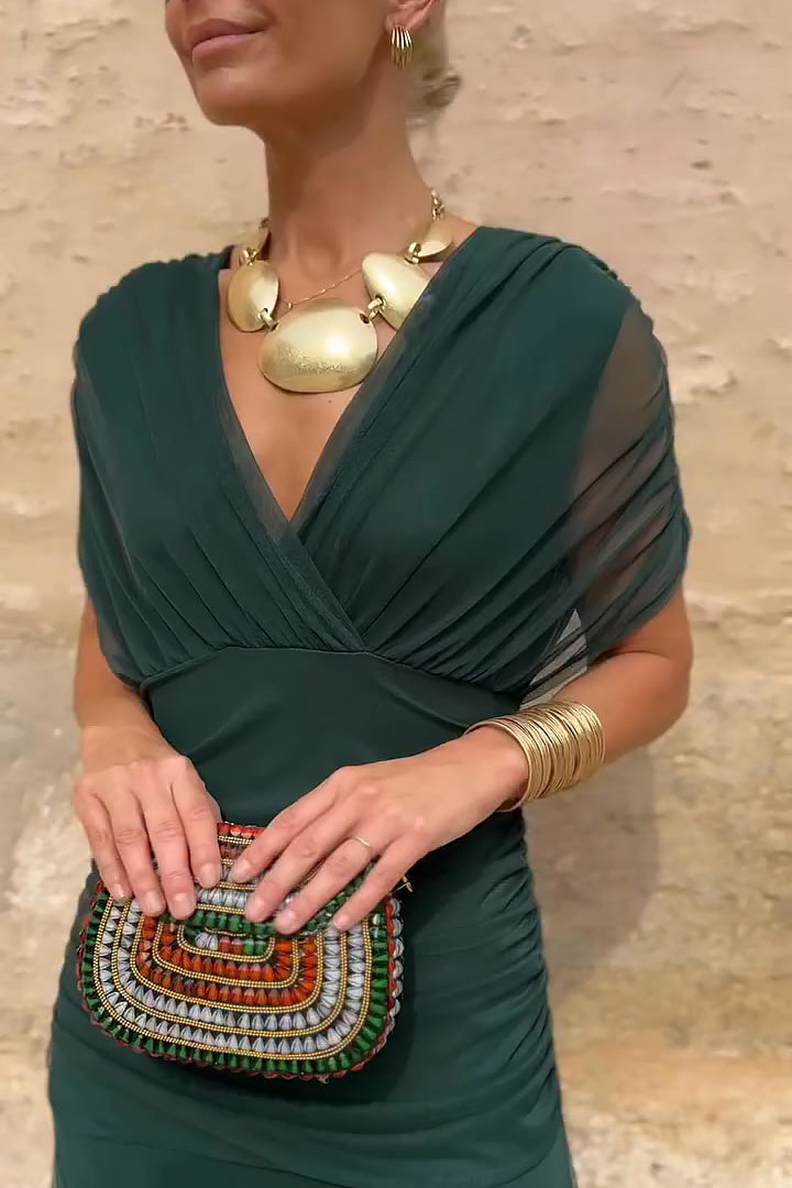 Women's V-Neck Printed Maxi Dress