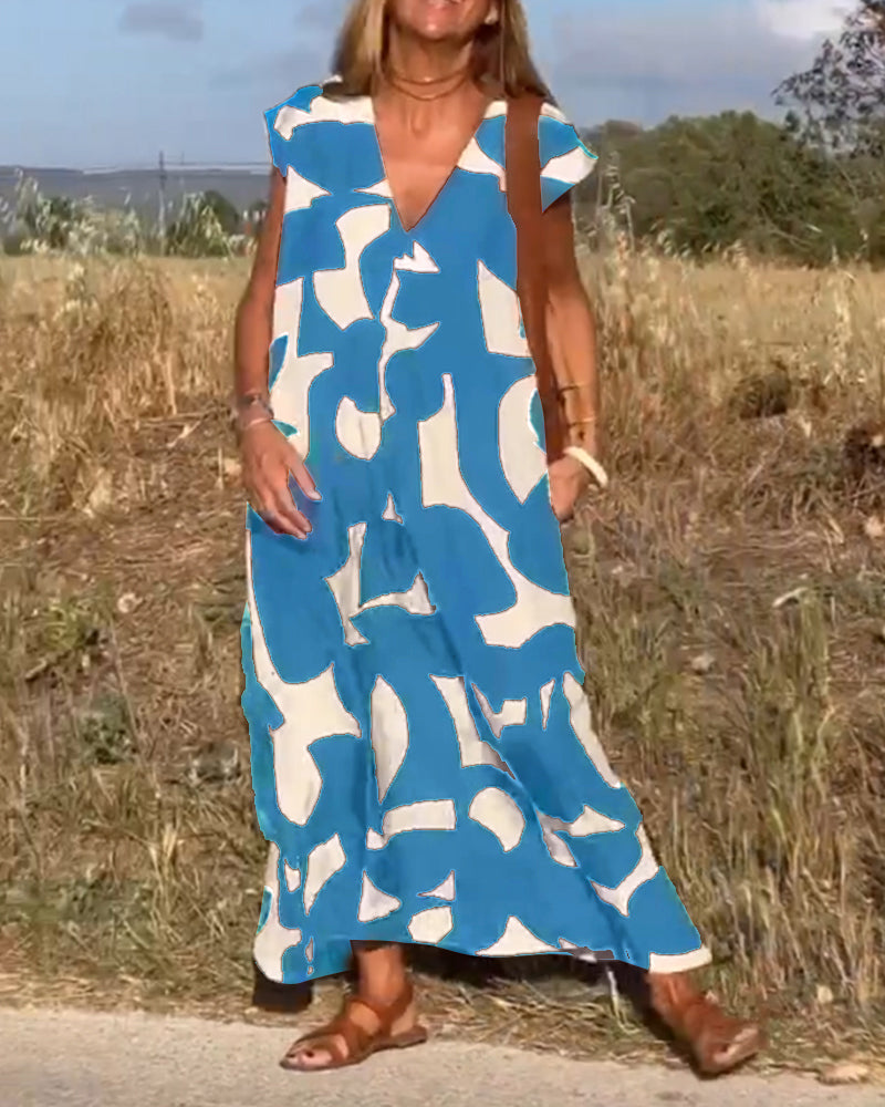 Women's Abstract Print Maxi Dress