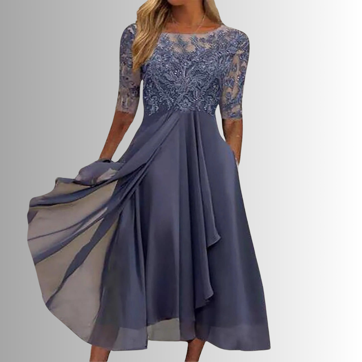 Women's Wedding Guest Lace Midi Dress