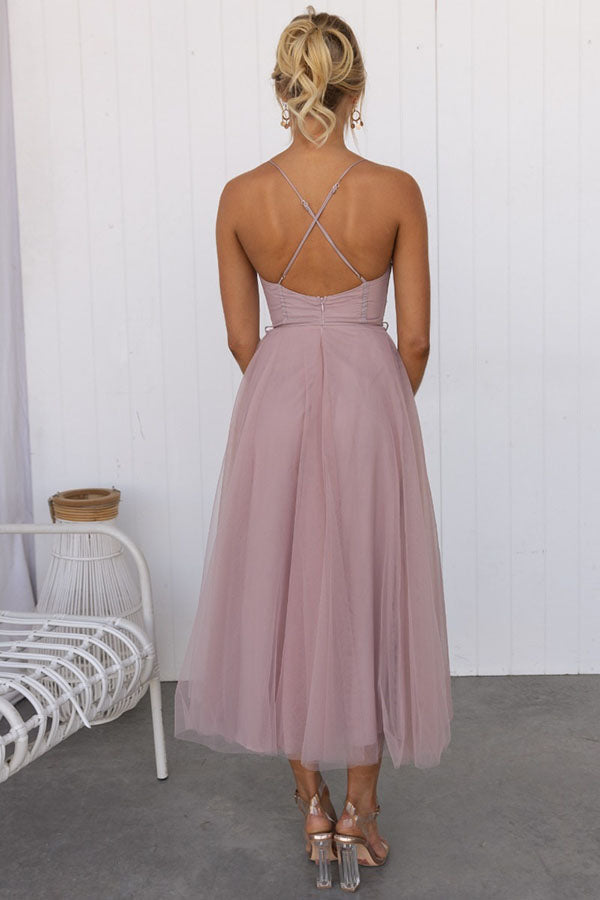 Women's Corset Tulle Midi Dress