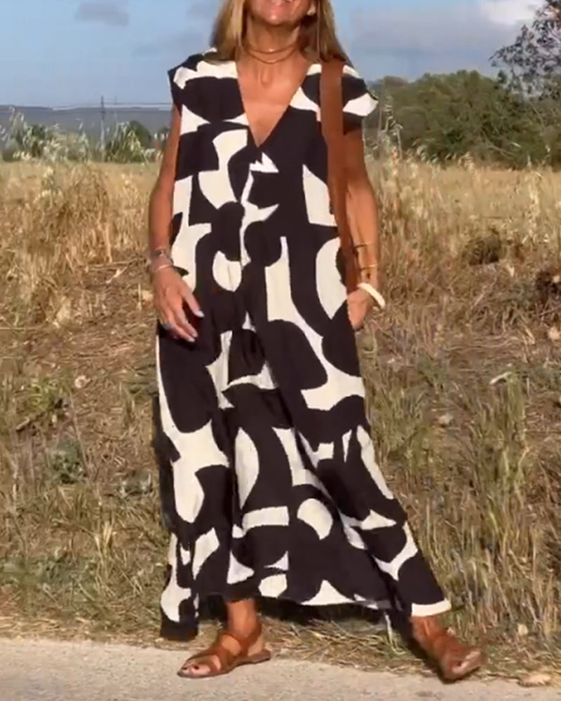 Women's Abstract Print Maxi Dress