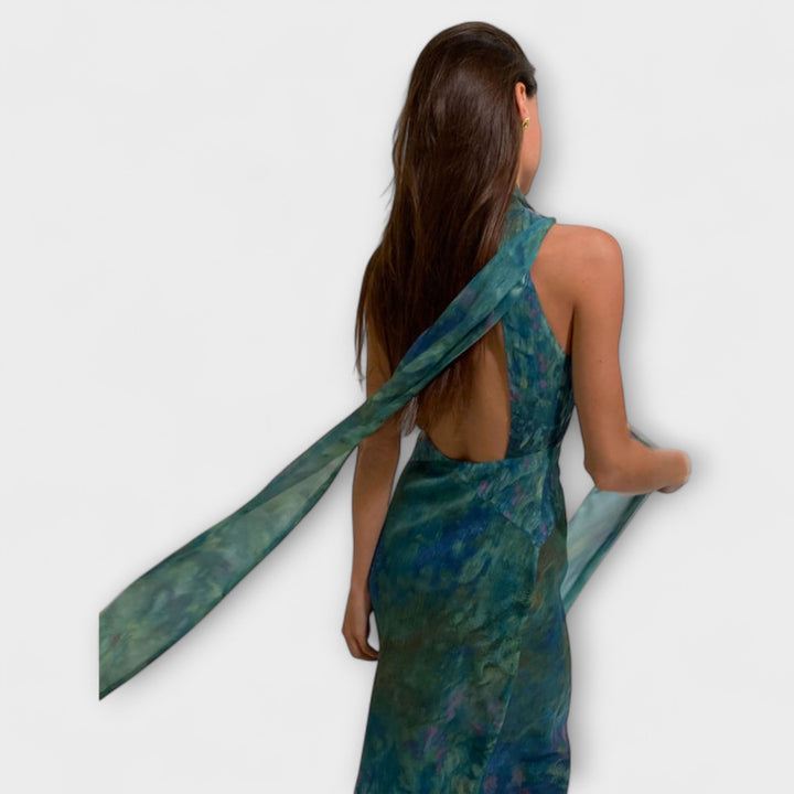 Women's Iris Print Maxi Dress