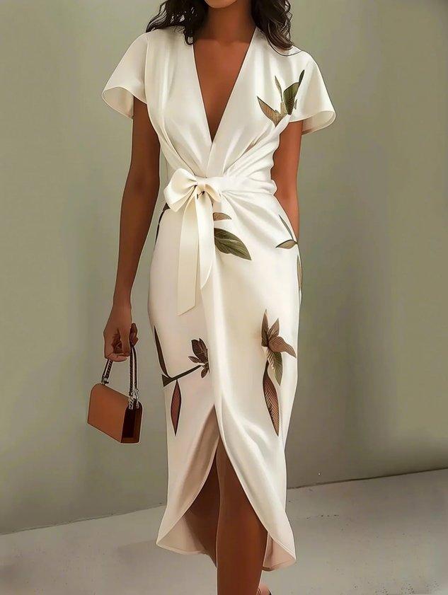 Women's Elegant Wrap Midi Dress