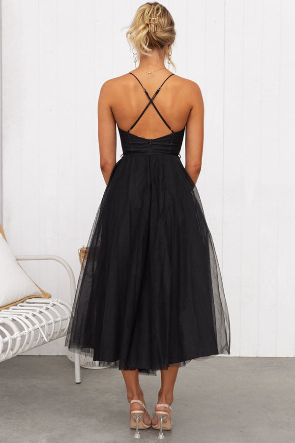 Women's Corset Tulle Midi Dress