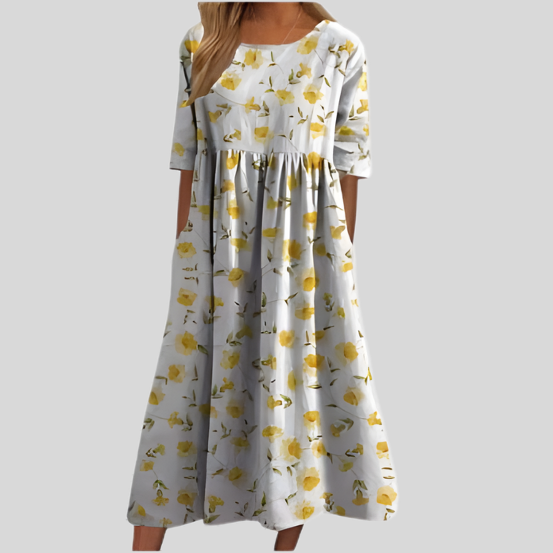 Women's Embroidered Flowy Midi Dress