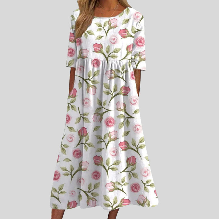 Women's Embroidered Flowy Midi Dress