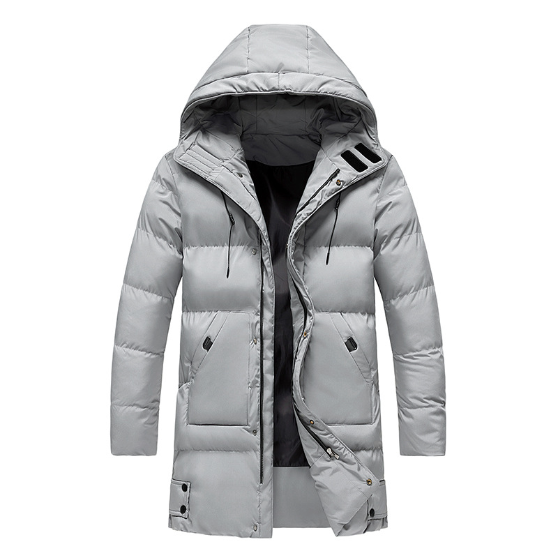 Padded long winter coat for men