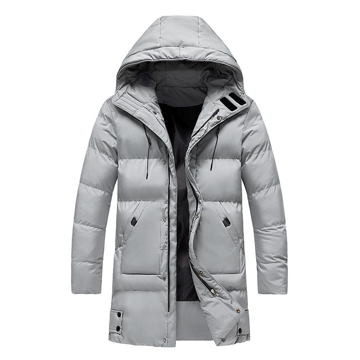 Padded long winter coat for men
