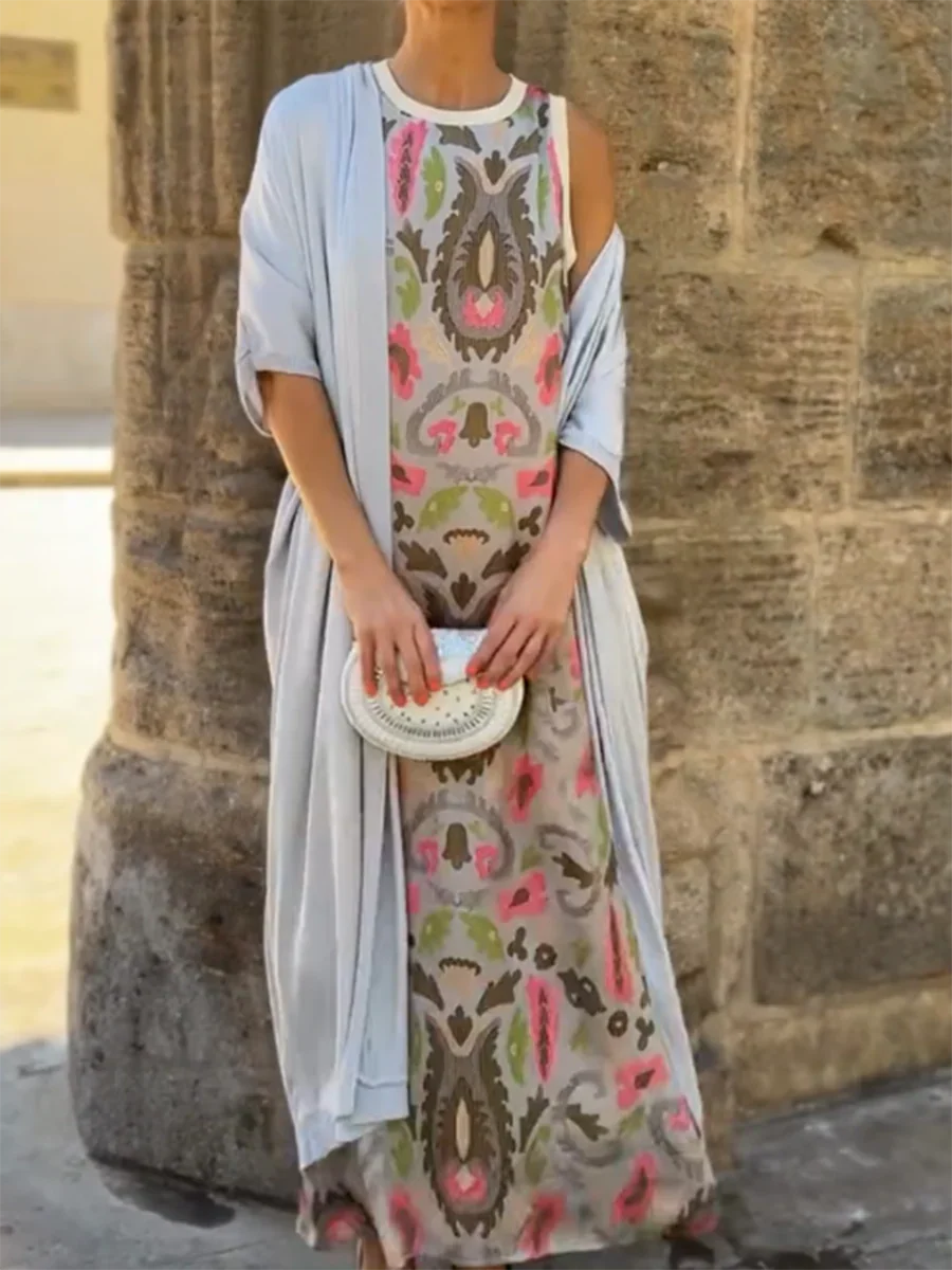 Women's Boho Two-Piece Maxi Dress