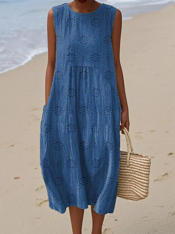 Women's Sleeveless Midi Dress with Pockets