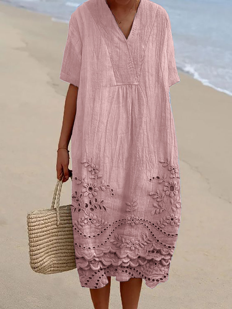 Women's Boho Cotton Midi Dress