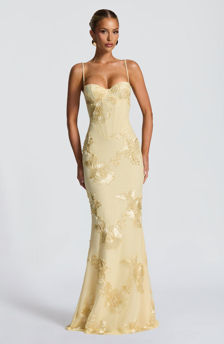 Women's Floral Appliqué Corset Gown