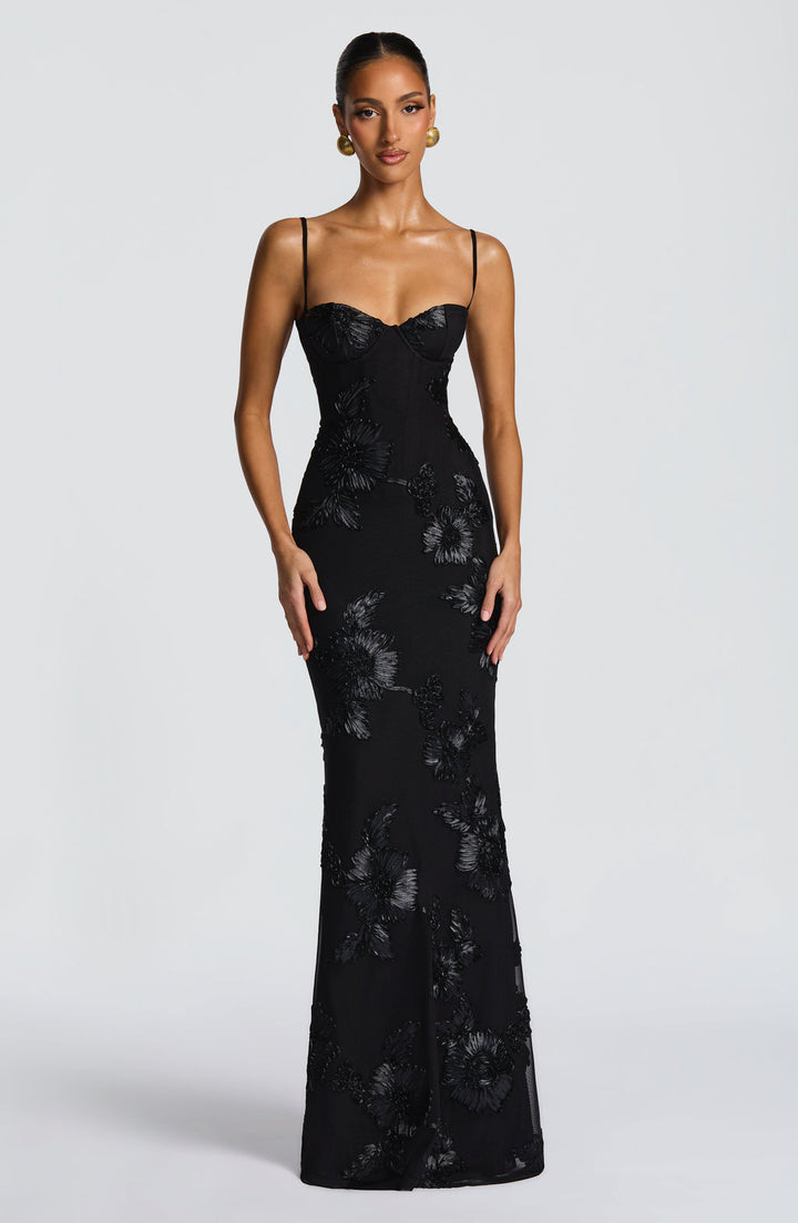 Women's Floral Appliqué Corset Gown