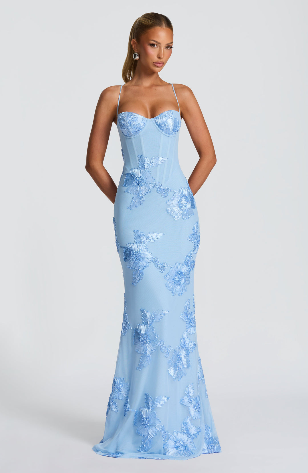 Women's Floral Appliqué Corset Gown