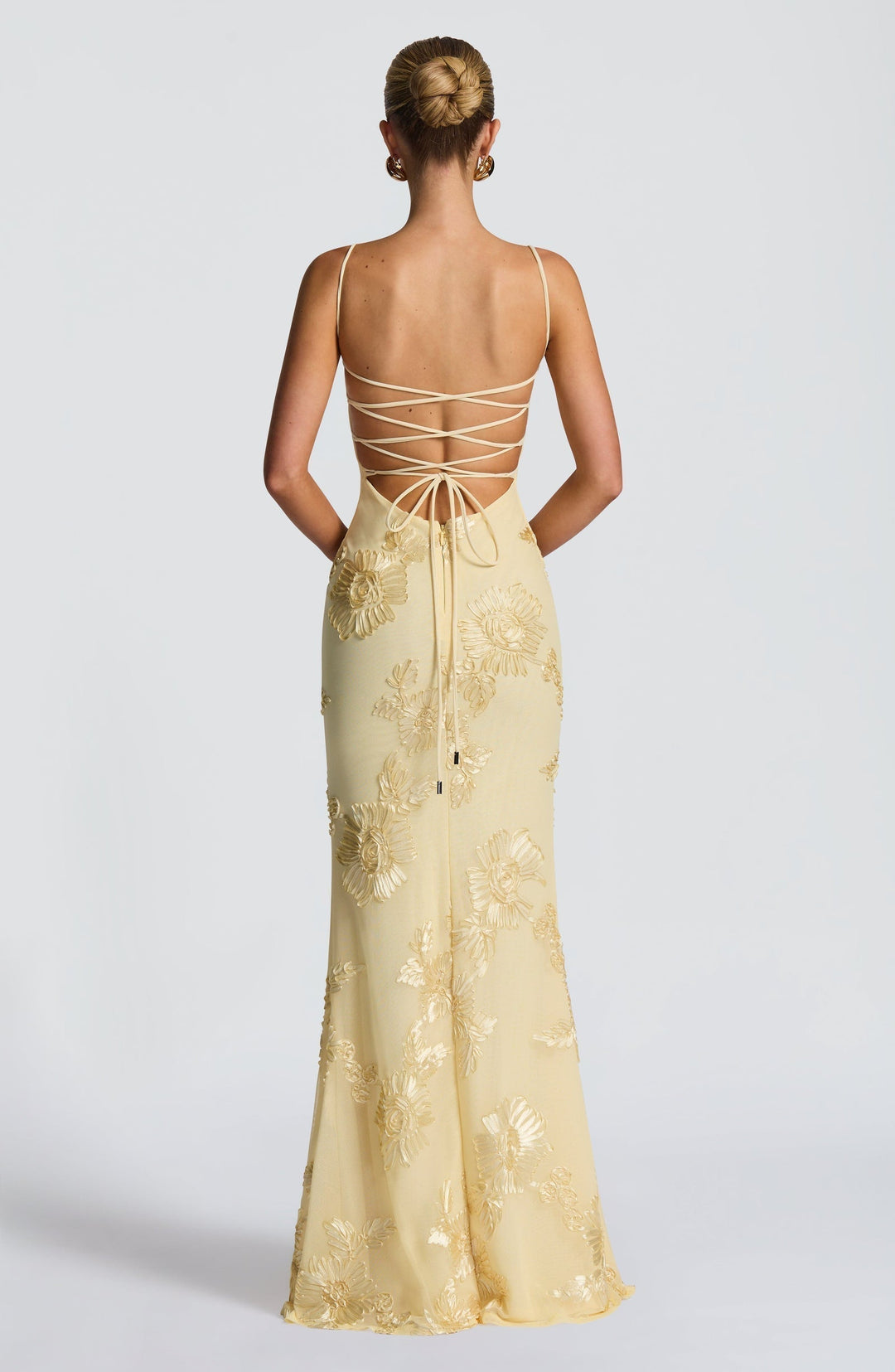 Women's Floral Appliqué Corset Gown
