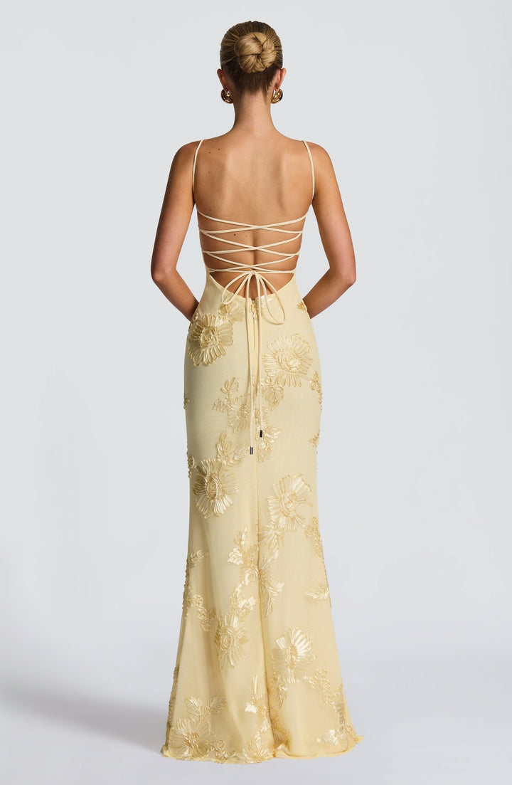 Women's Floral Appliqué Corset Gown