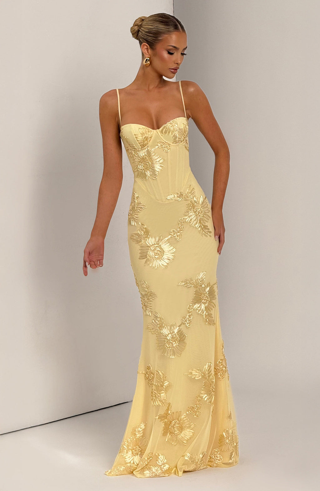 Women's Floral Appliqué Corset Gown