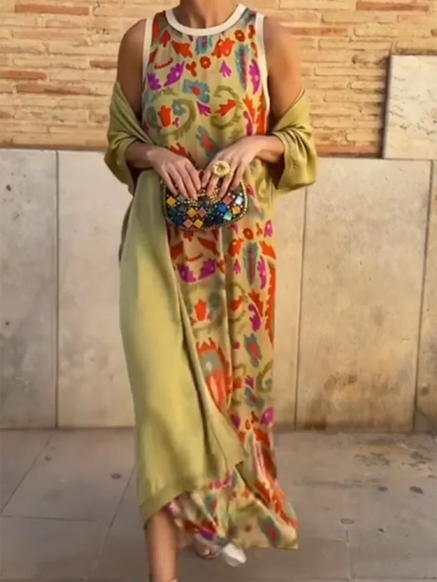 Women's Boho Two-Piece Maxi Dress