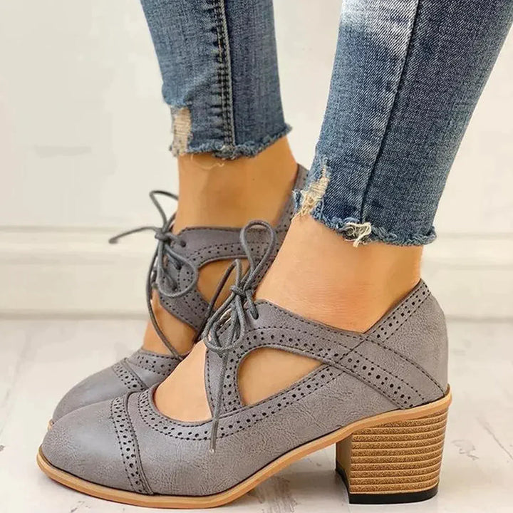 Women's T-Strap Lace-Up Heels