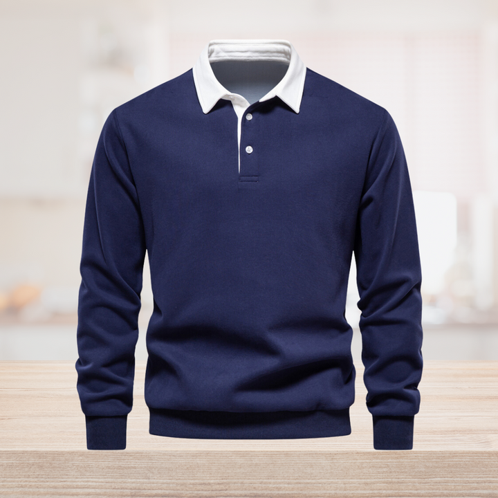 Elegant long-sleeve polo shirt for men