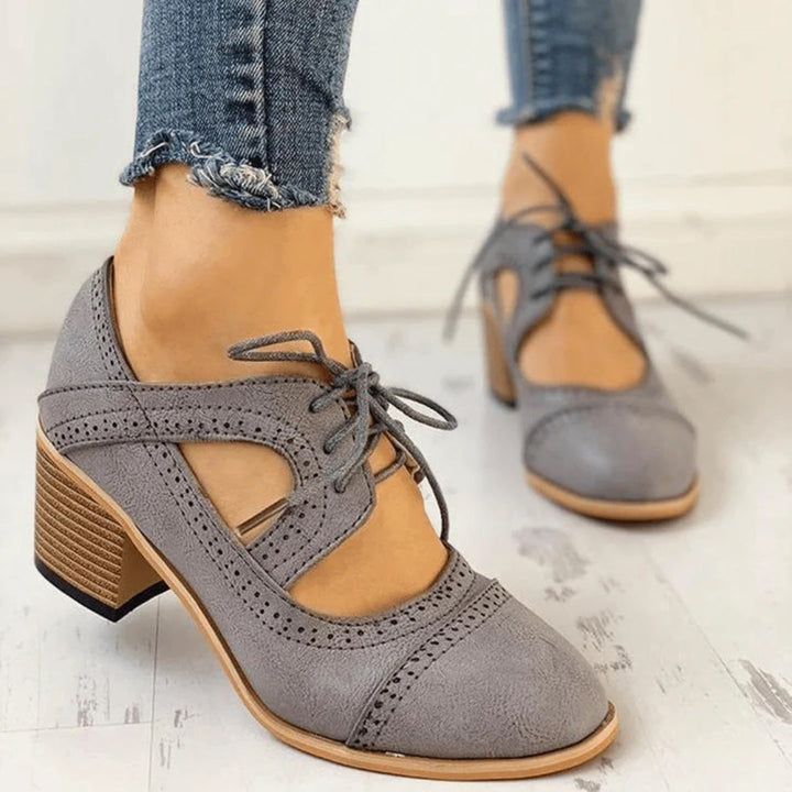 Women's T-Strap Lace-Up Heels