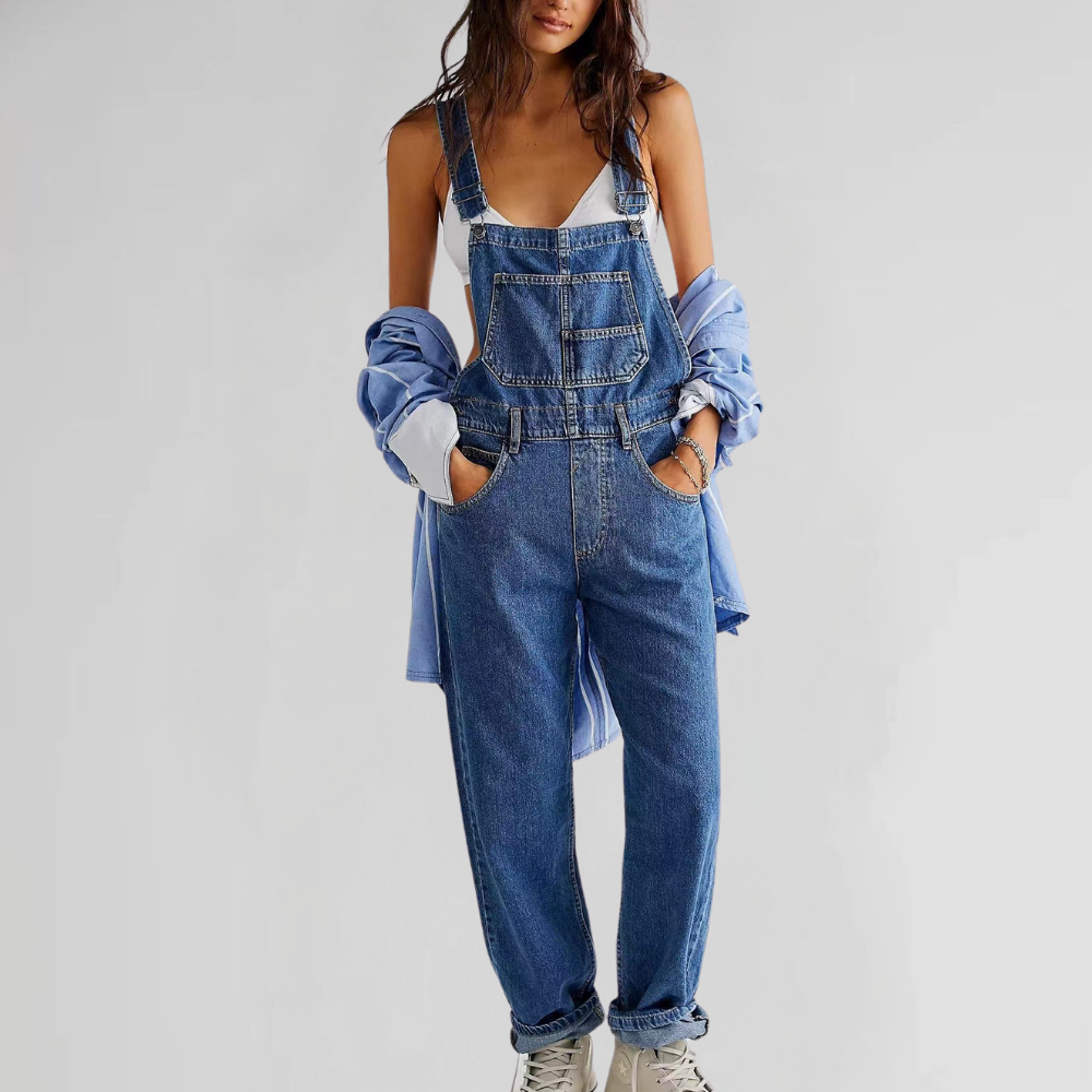 Women's Cross-Back Denim Dungarees