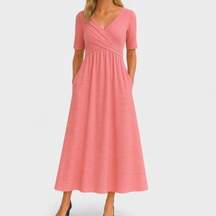 Women's Elegant V-Neck Midi Dress