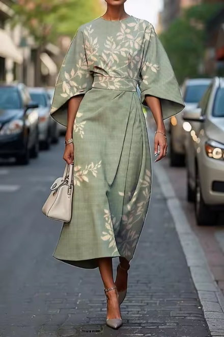 Women's Floral Pleated Midi Dress