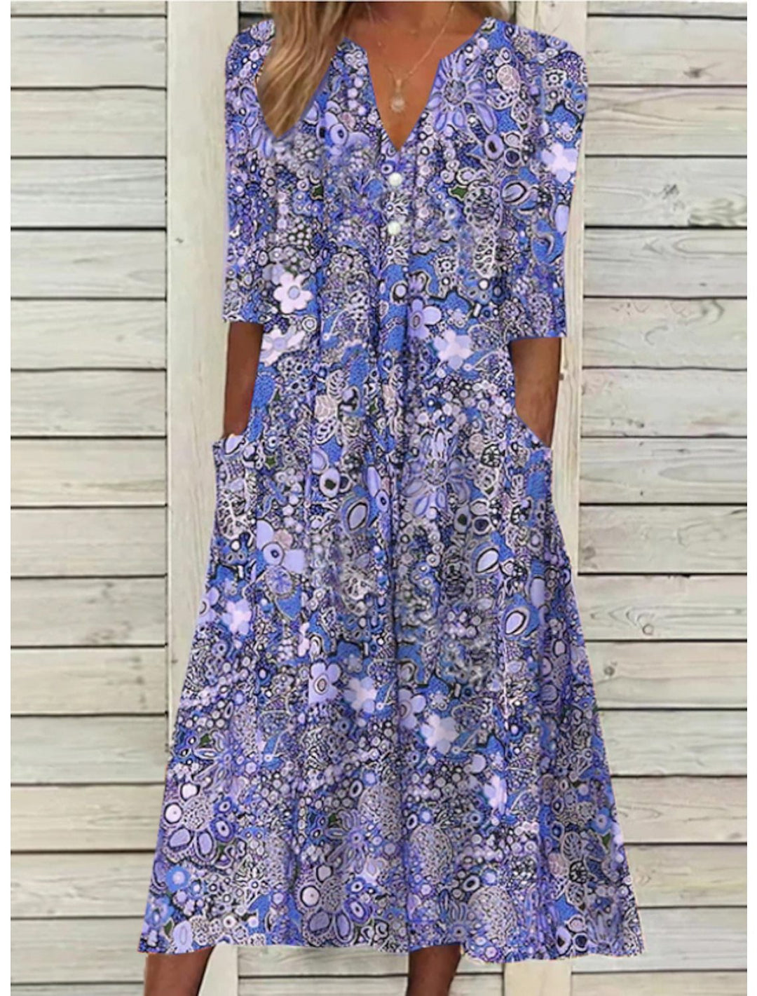 Women's Floral Maxi Dress with Pockets