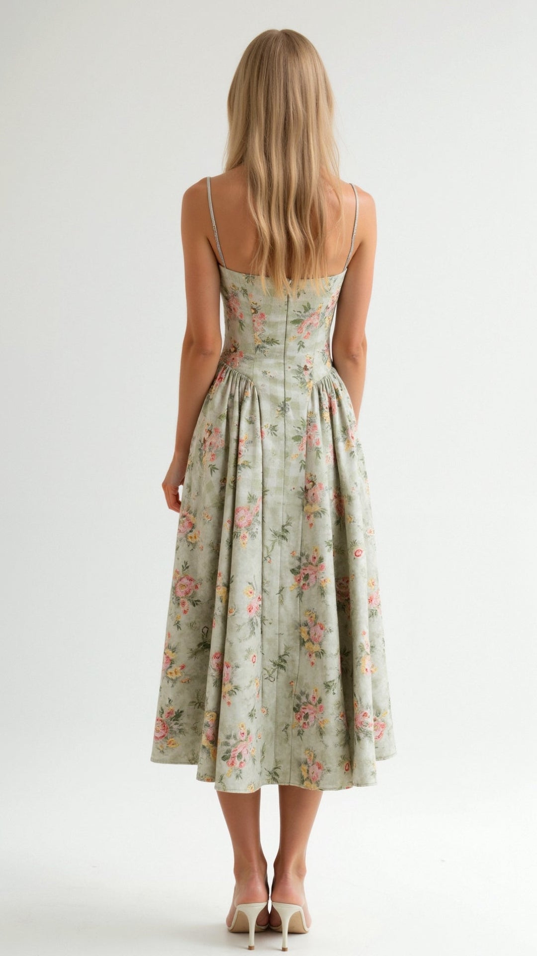Women's Sweetheart Floral Gathered Midi Dress