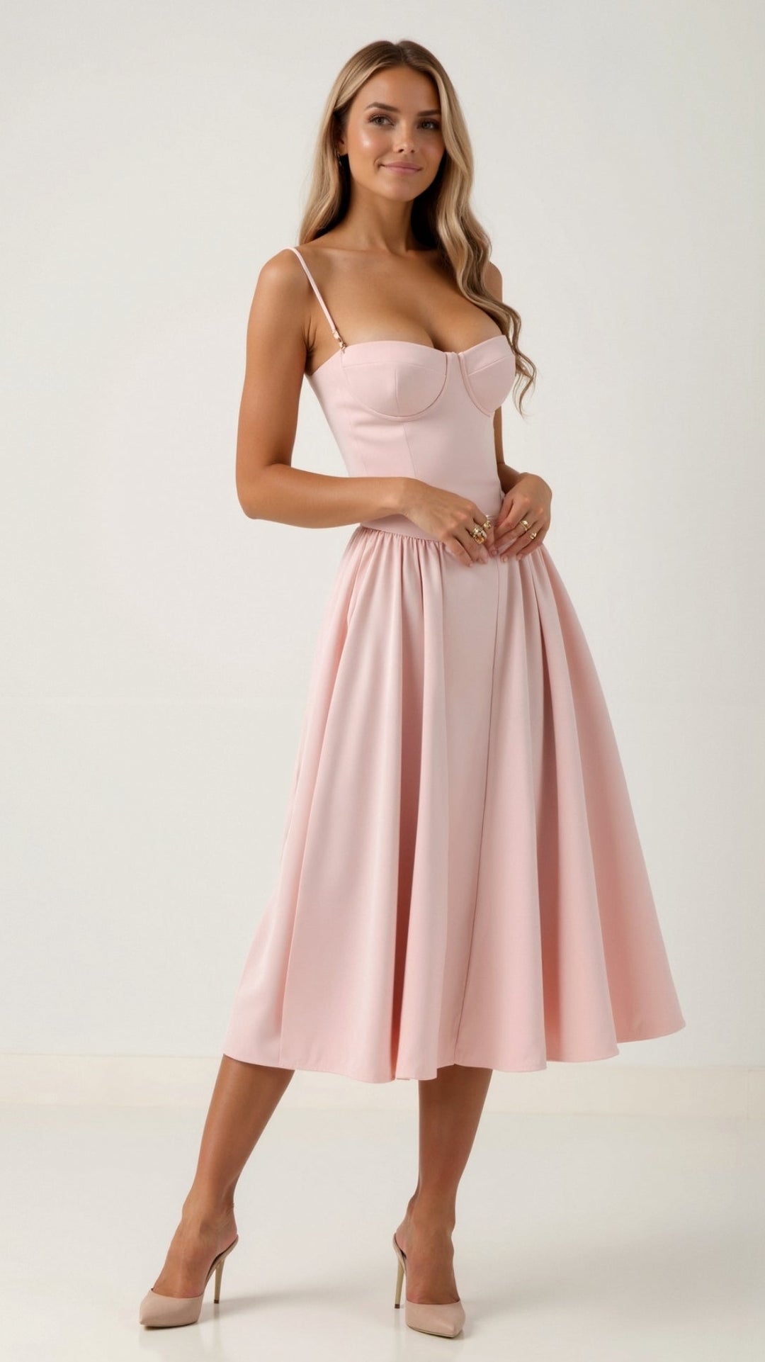 Women's Sweetheart Floral Gathered Midi Dress