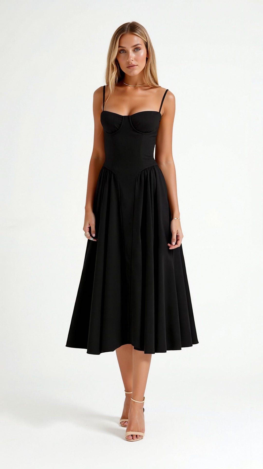 Women's Sweetheart Floral Gathered Midi Dress