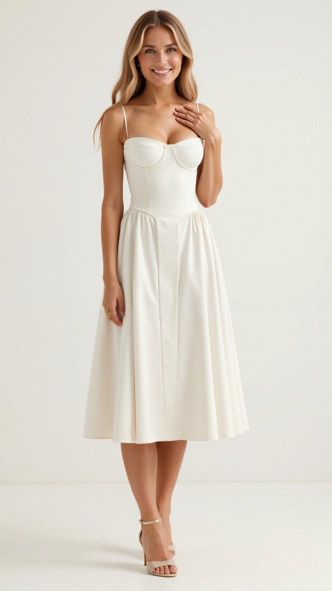 Women's Sweetheart Floral Gathered Midi Dress