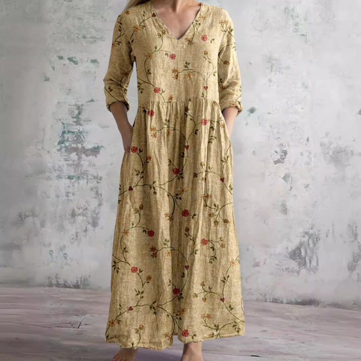Women's Floral Summer Dress V Neck Relaxed Fit