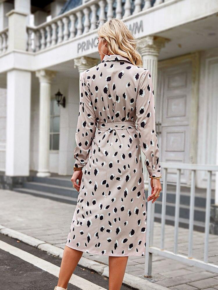 Women's Leopard Print Midi Dress
