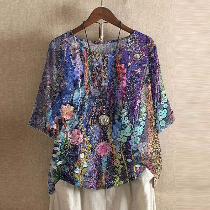 Women's Retro Floral Blouse
