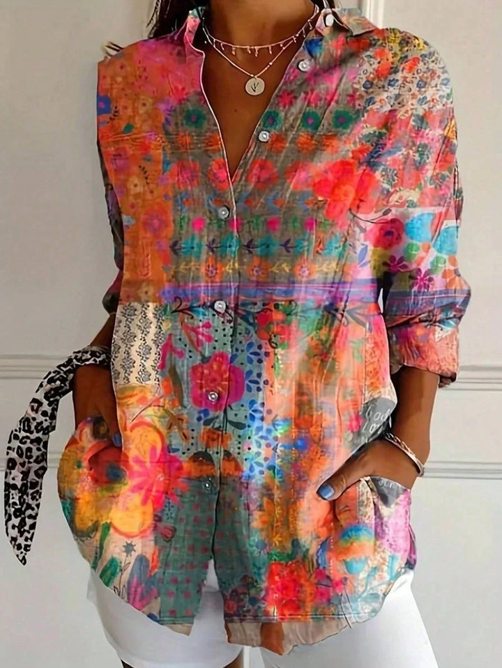 Nora | Women's Printed Long Sleeve Blouse
