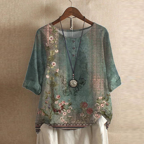 Women's Retro Floral Blouse