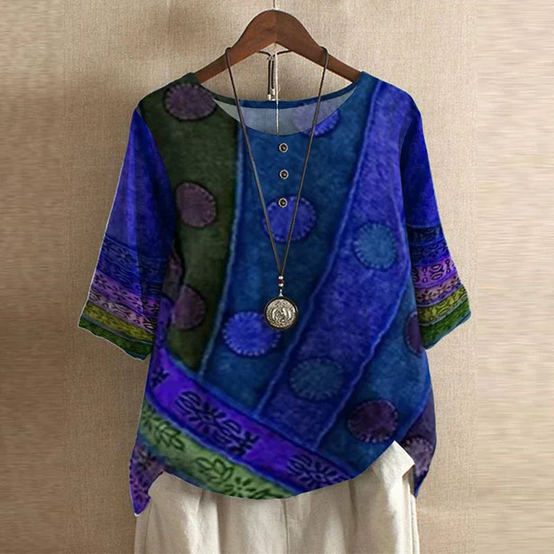 Women's Retro Floral Blouse