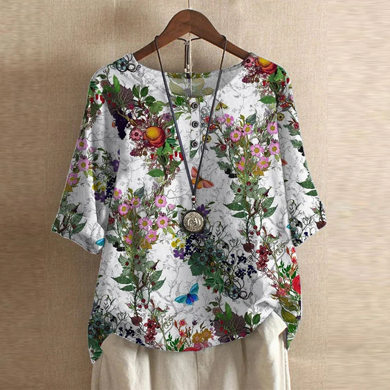 Women's Retro Floral Blouse
