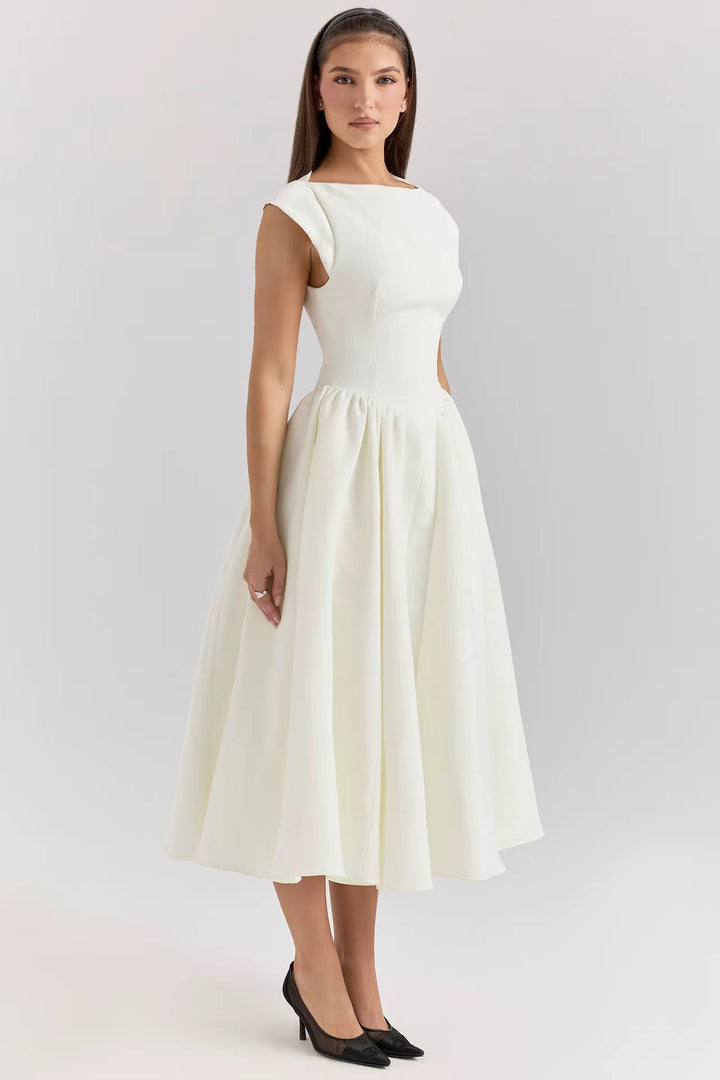 Women's Structured Cap Sleeve Midi Dress