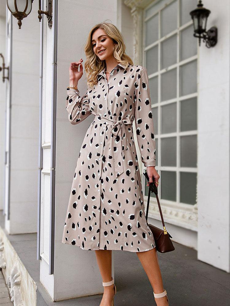 Women's Leopard Print Midi Dress