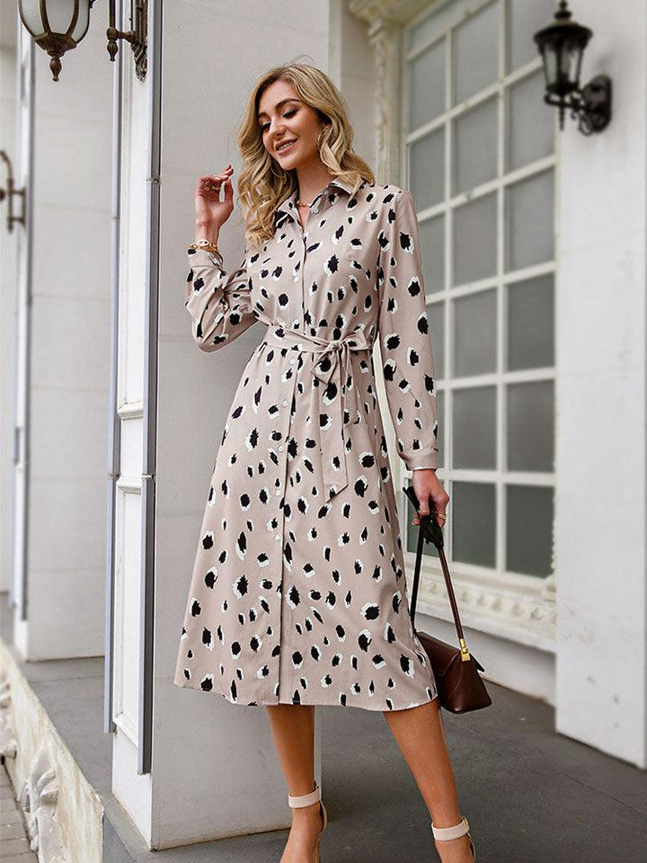 Women's Leopard Print Midi Dress