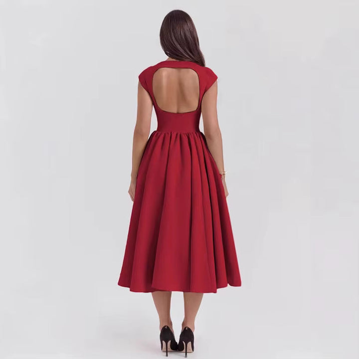 Women's Structured Cap Sleeve Midi Dress